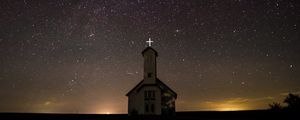 Preview wallpaper starry sky, church, night, oakland, united states