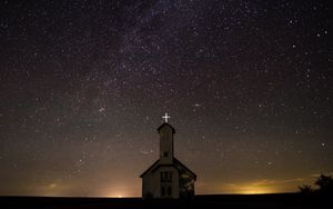 Preview wallpaper starry sky, church, night, oakland, united states