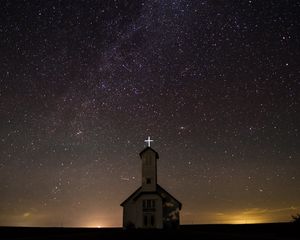 Preview wallpaper starry sky, church, night, oakland, united states