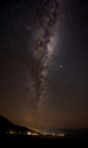 Preview wallpaper starry sky, coast, night, dark