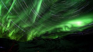Preview wallpaper starry sky, freezelight, mountains, dark, night