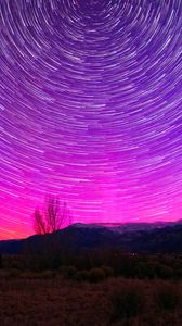 Preview wallpaper starry sky, freezelight, mountains, valley, night