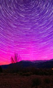 Preview wallpaper starry sky, freezelight, mountains, valley, night