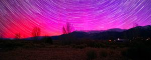 Preview wallpaper starry sky, freezelight, mountains, valley, night