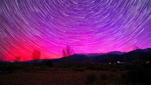 Preview wallpaper starry sky, freezelight, mountains, valley, night