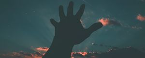 Preview wallpaper starry sky, hand, night, sky, moon