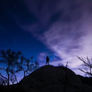 Preview wallpaper starry sky, hill, night, trees