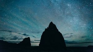 Preview wallpaper starry sky, hills, night