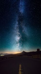 Preview wallpaper starry sky, horizon, night, road