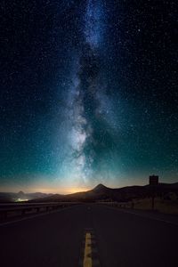 Preview wallpaper starry sky, horizon, night, road