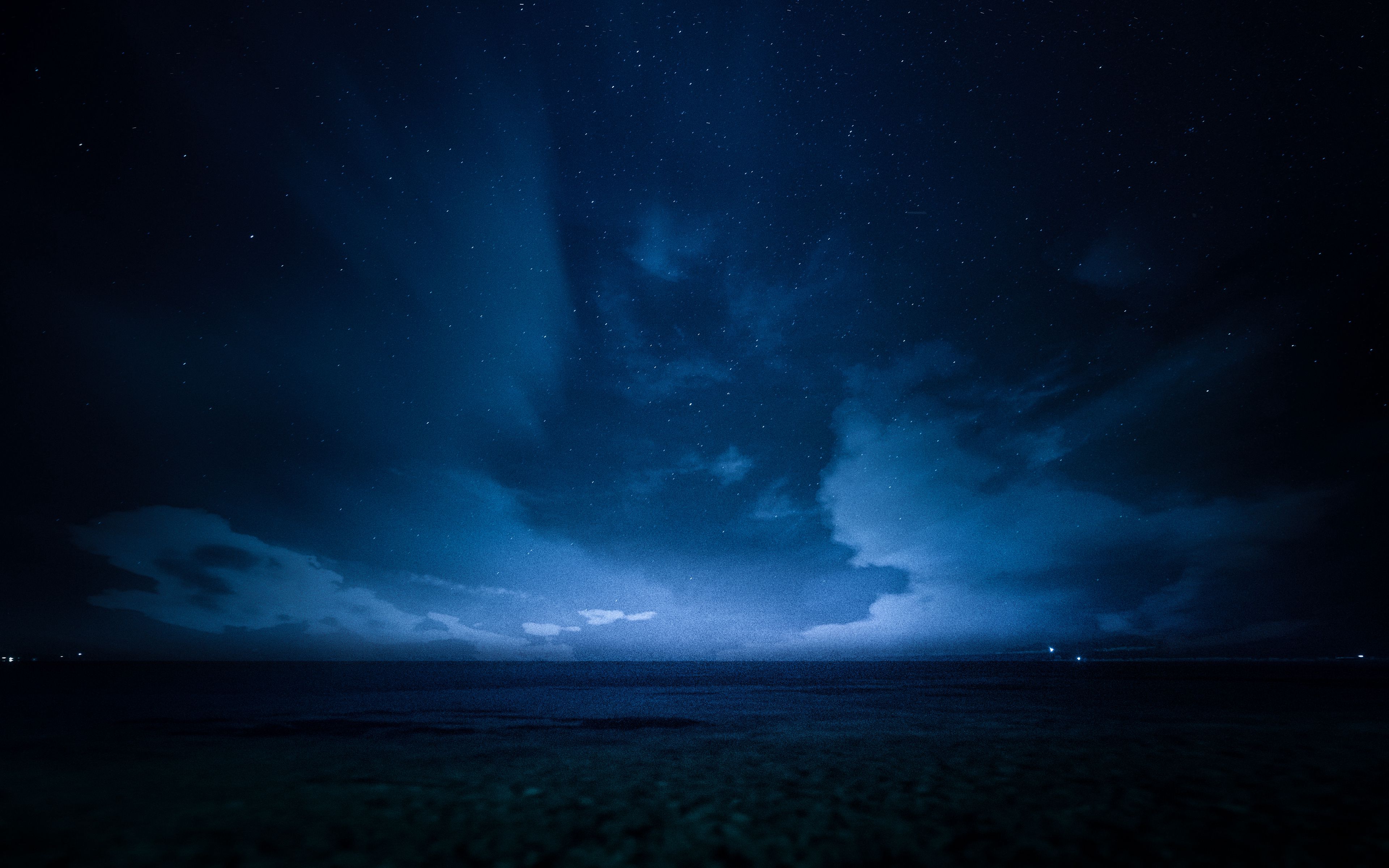 Download 3840x2400 starry sky, horizon, night, dark wallpaper, background 4...