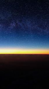 Preview wallpaper starry sky, horizon, stars, shine, flight