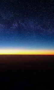 Preview wallpaper starry sky, horizon, stars, shine, flight