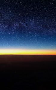 Preview wallpaper starry sky, horizon, stars, shine, flight