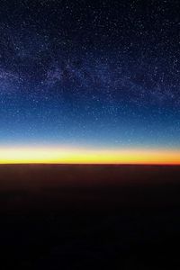 Preview wallpaper starry sky, horizon, stars, shine, flight
