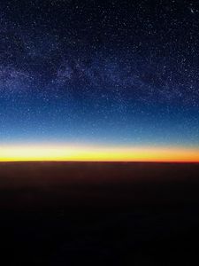 Preview wallpaper starry sky, horizon, stars, shine, flight