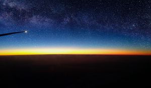 Preview wallpaper starry sky, horizon, stars, shine, flight