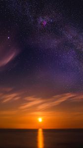 Preview wallpaper starry sky, horizon, sunset, new romney, united kingdom
