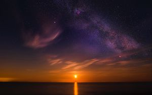 Preview wallpaper starry sky, horizon, sunset, new romney, united kingdom