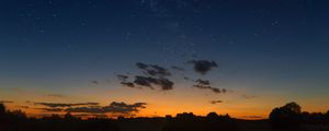 Preview wallpaper starry sky, horizon, sunset, night, clouds, landscape