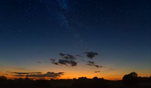 Preview wallpaper starry sky, horizon, sunset, night, clouds, landscape