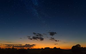 Preview wallpaper starry sky, horizon, sunset, night, clouds, landscape