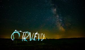 Preview wallpaper starry sky, inscription, light