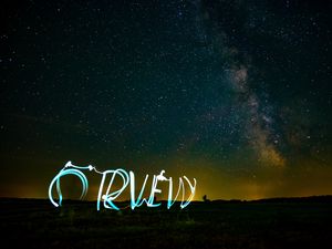 Preview wallpaper starry sky, inscription, light