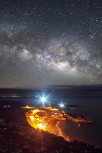 Preview wallpaper starry sky, la palma, spain, night, lighting