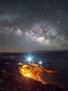 Preview wallpaper starry sky, la palma, spain, night, lighting