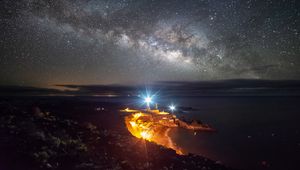 Preview wallpaper starry sky, la palma, spain, night, lighting