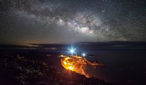 Preview wallpaper starry sky, la palma, spain, night, lighting