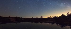 Preview wallpaper starry sky, lake, night, horizon, reflection