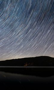 Preview wallpaper starry sky, long exposure, night, starfall