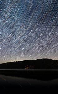 Preview wallpaper starry sky, long exposure, night, starfall