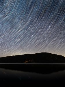 Preview wallpaper starry sky, long exposure, night, starfall