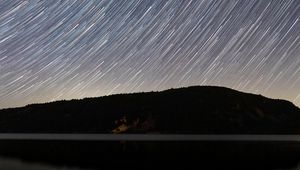 Preview wallpaper starry sky, long exposure, night, starfall