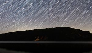 Preview wallpaper starry sky, long exposure, night, starfall