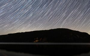 Preview wallpaper starry sky, long exposure, night, starfall