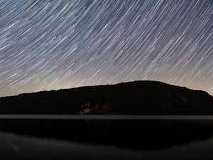 Preview wallpaper starry sky, long exposure, night, starfall