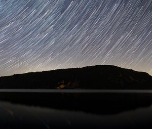 Preview wallpaper starry sky, long exposure, night, starfall