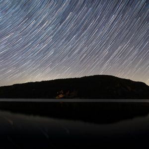 Preview wallpaper starry sky, long exposure, night, starfall