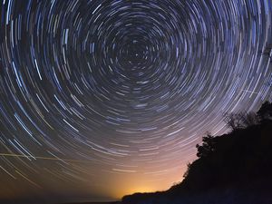 Preview wallpaper starry sky, long exposure, night