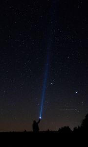 Preview wallpaper starry sky, man, lantern, night