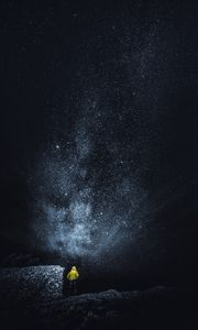 Preview wallpaper starry sky, man, night, stars, radiance, sky