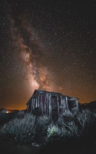 Preview wallpaper starry sky, milky way, building, night, june lake, united states