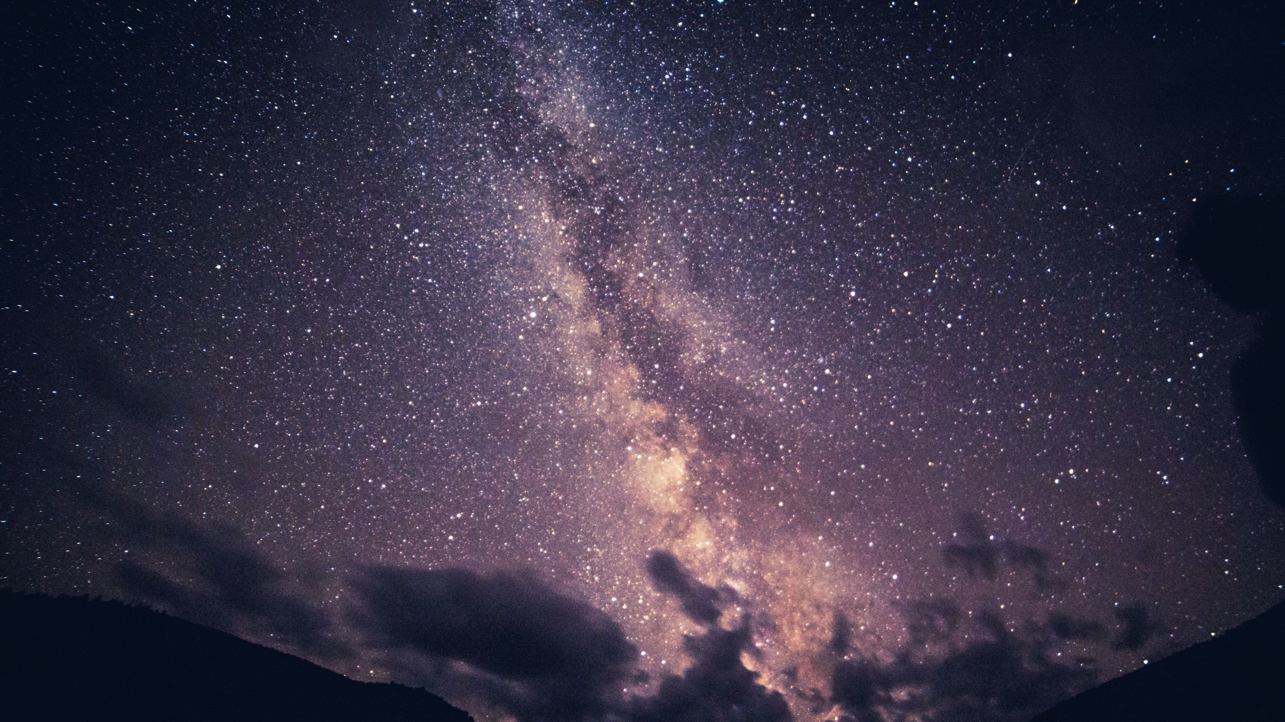 Download wallpaper 2560x1440 starry sky, milky way, clouds, night ...