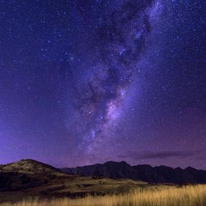 Preview wallpaper starry sky, milky way, horizon, field, night