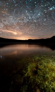 Preview wallpaper starry sky, milky way, lake, night