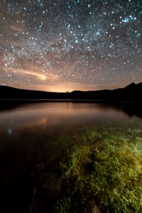 Preview wallpaper starry sky, milky way, lake, night